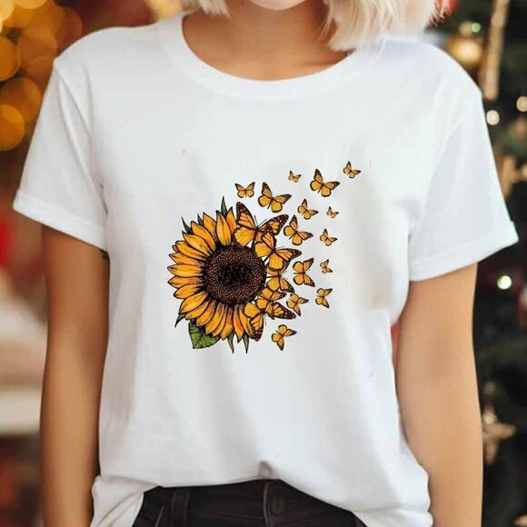 Julia A Other - Sunflower Butterfly Floral Mothers Day Gift Unisex T-Shirt